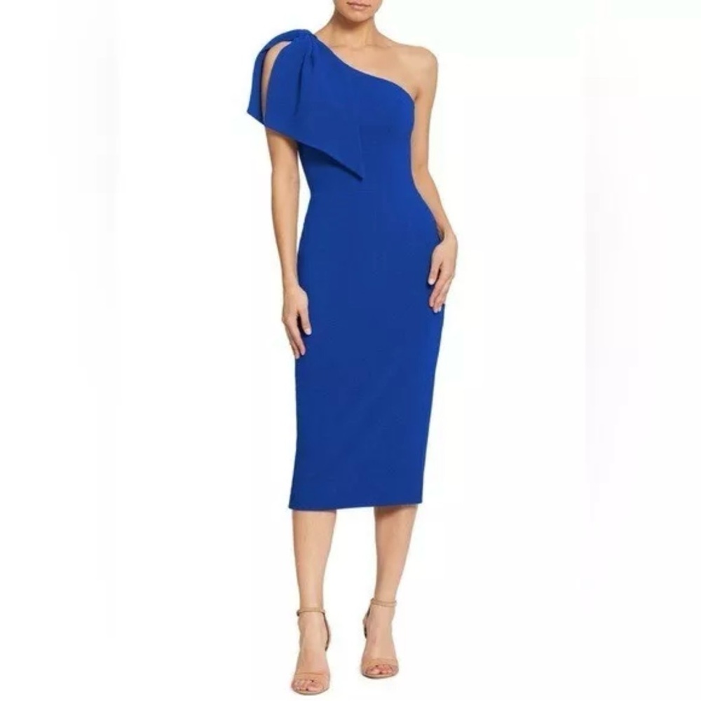 NWT Dress The Population Tiffany One Shoulder Midi Dress Electric Blue Size XS